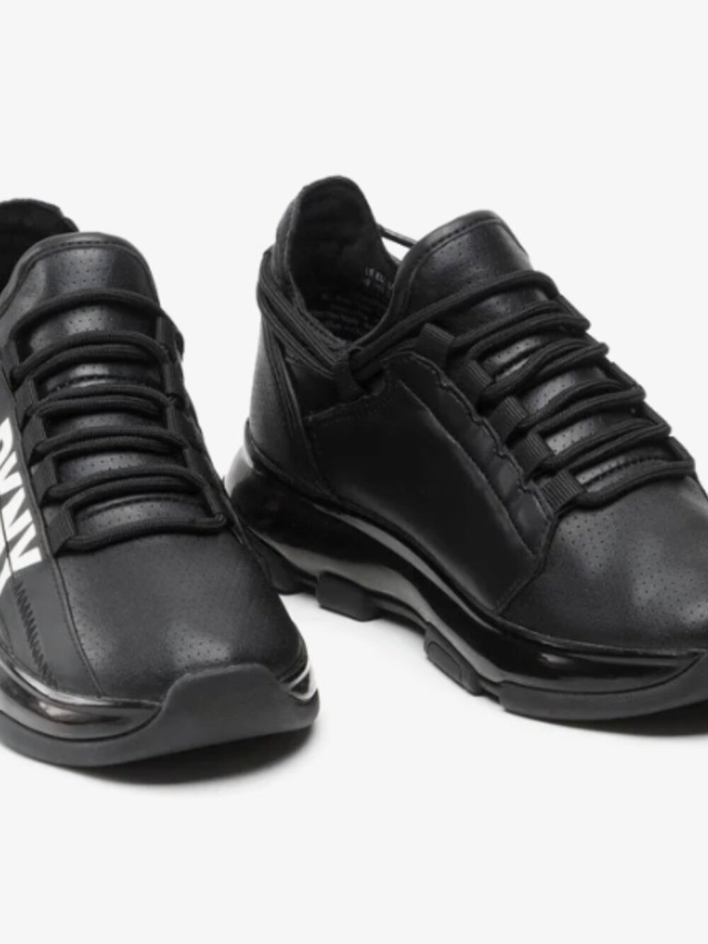 DKNY Womens Black Stripe Lace Up Logo Tokyo Sneakers Shoes - Black/White
